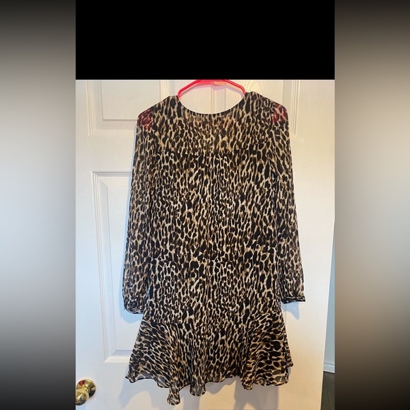 Banana Republic Leopard Flounce-Hem Dress Size 4P - Picture 3 of 8